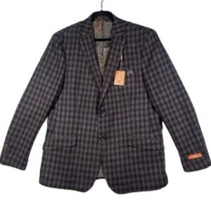 Tallia Plaid Sport Coat Blazer Suit Jacket 100% Wool NWT NEW 46R